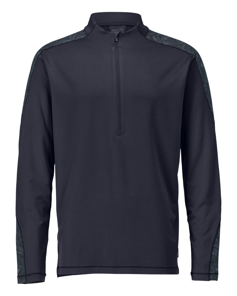 mascot t-shirt, langarm, mit kurzem reißverschluss 22681-618