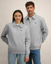 proper - unisex polo sweatshirt mit reißverschluss